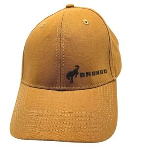Ford Bronco Baseball Cap Brown Cotton Canvas Embroidered Logo Adjustable Hat